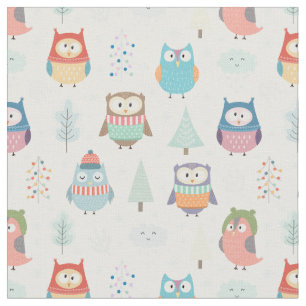 Tissu Petits Chouettes de Noël