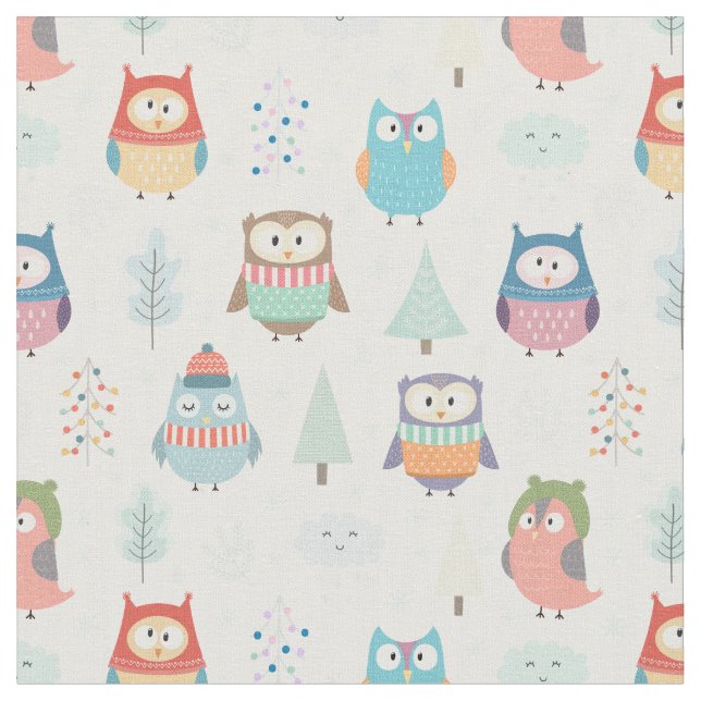 Tissu Petits Chouettes de Noël (Fermer)