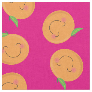 Tissu Petits Cuties Mandarines Fruit Citron Rose