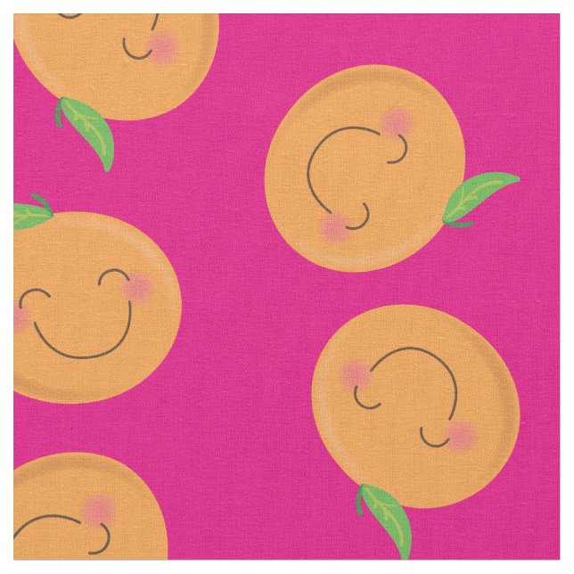 Tissu Petits Cuties Mandarines Fruit Citron Rose (Fermer)