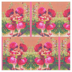 Tissu Petits danseurs de carte commerciale victorienne