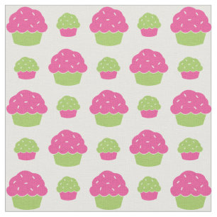 Tissu Petits gâteaux roses et verts