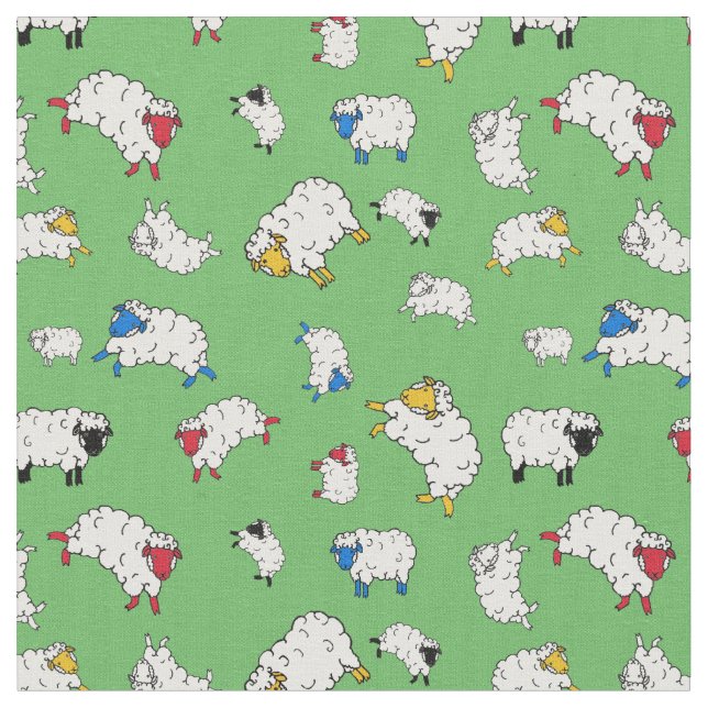Tissu Petits moutons, moutons mignons couleurs différent (Fermer)