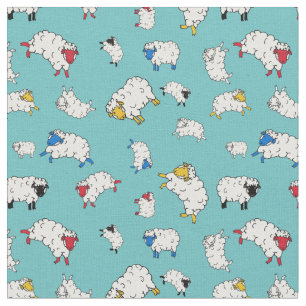 Tissu Petits moutons, moutons mignons couleurs différent