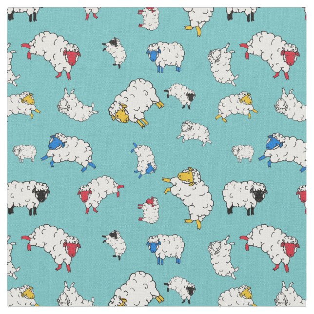 Tissu Petits moutons, moutons mignons couleurs différent (Fermer)