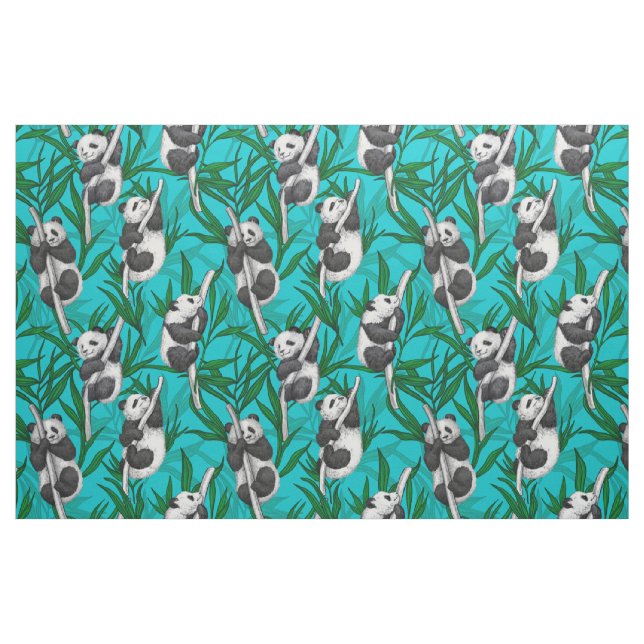 Tissu Petits panda turquoise (Fat Quarter)