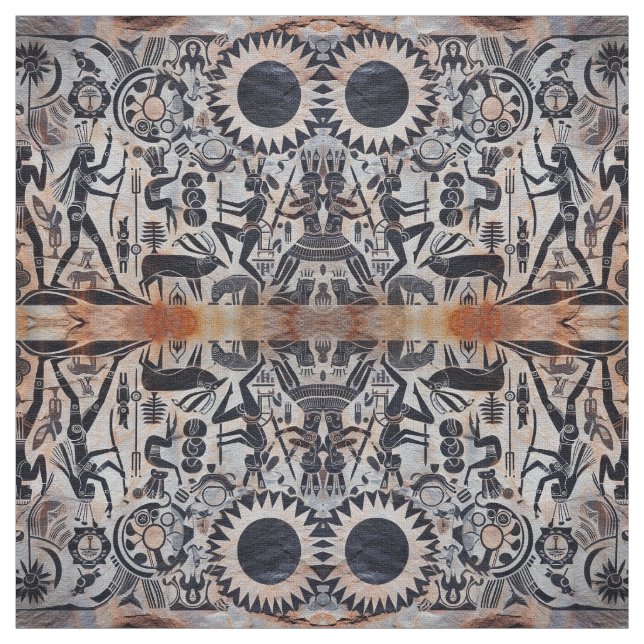 Tissu Petroglyphes sud-ouest Motif de la danseuse Kachin (Échantillon)