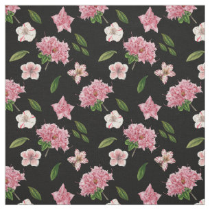 Tissu Petunias roses et Azaleas Floral