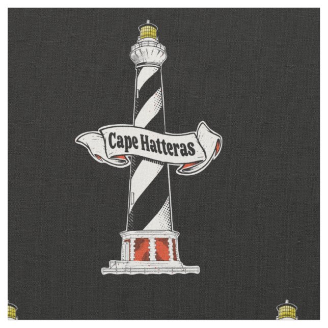 Tissu Phare de Cape Hatteras noir et blanc (Fermer)