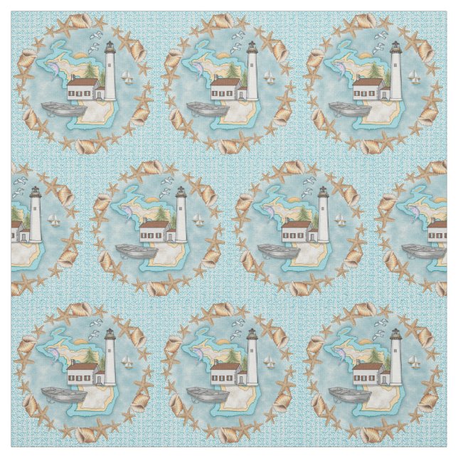 Tissu Phare de coquilles du Michigan (Échantillon)