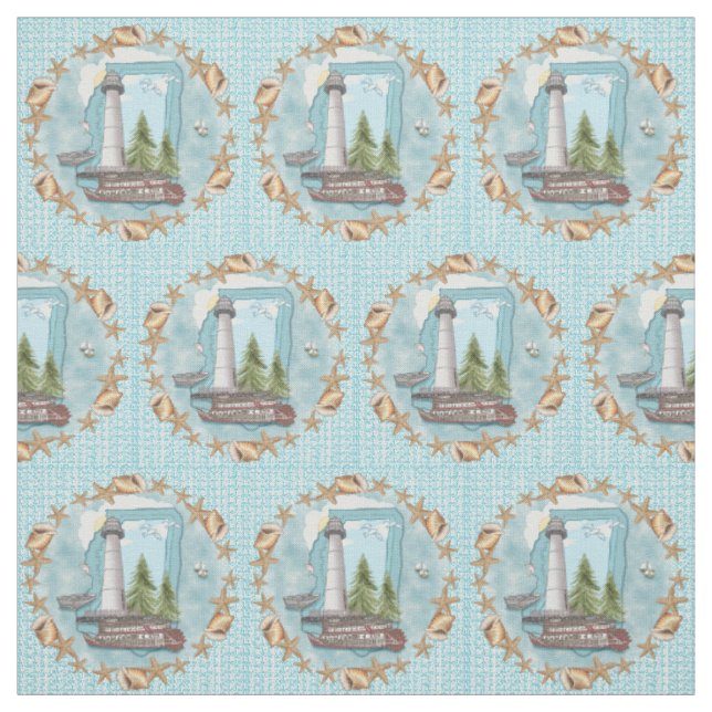 Tissu Phare des coquilles du Mississippi (Échantillon)