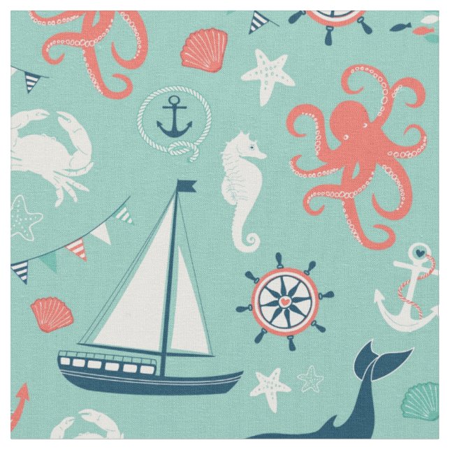 Tissu Phare et voiliers Nautique Aqua Fabric (Fermer)