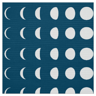 Tissu Phases de la Lune sur Deep Midnight Blue