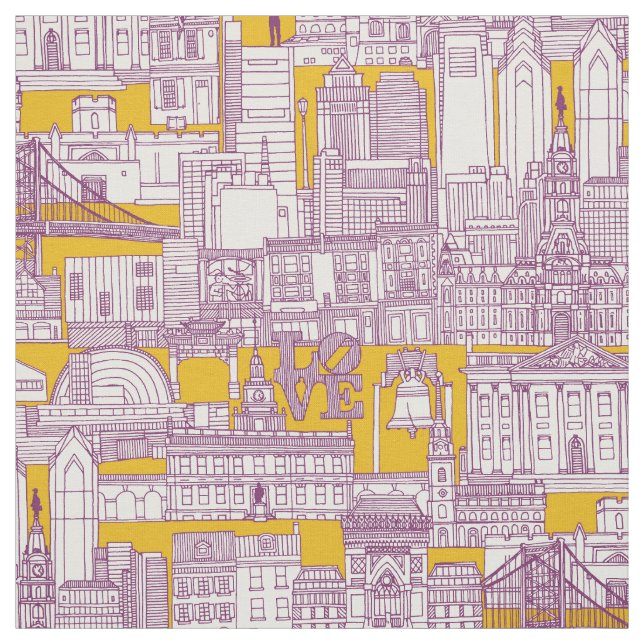 Tissu Philadelphie toile violet jaune (Échantillon)