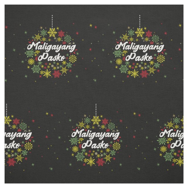 Tissu Philippines Noël Maligayang Pasko Snowflakes (Échantillon)