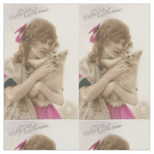 Tissu Photo antique Victorian Woman and Dog