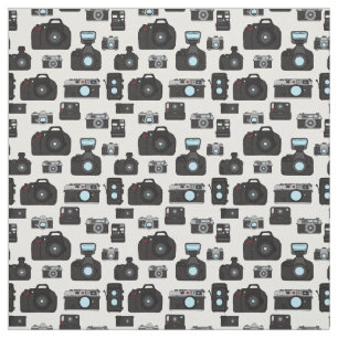 Tissu Photographe noir et blanc Retro Motif de caméra