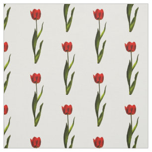 Tissu Photographie florale rouge, motif vert et blanc de