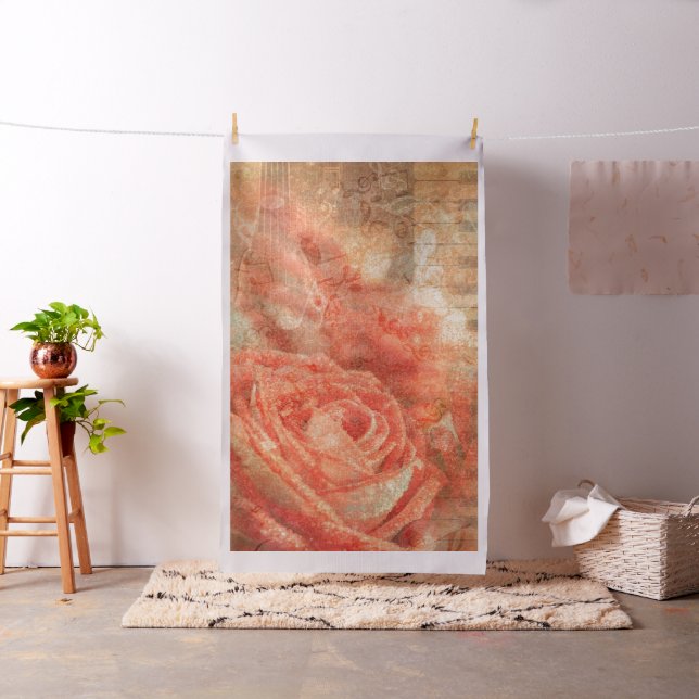 Tissu Piano et violon avec notes musicales et rose (In Situ)
