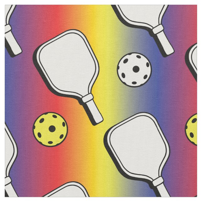 Tissu Pickleball - blanc sur dégradé couleurs mixtes bg (Fermer)