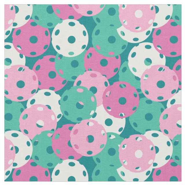Tissu Pickleball - rose pastel et minet sur vert (Fermer)