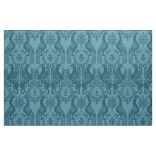 Tissu Pics et dragons médiévaux turquoises