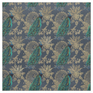 Tissu Pics Turquoises sur le bleu et l'or