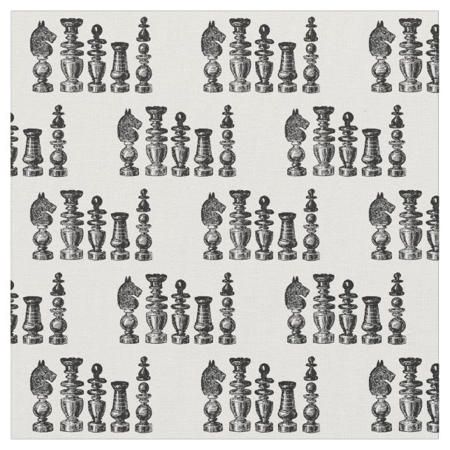 Tissu Pièces de jeu d'échecs Art vintage (Fermer)