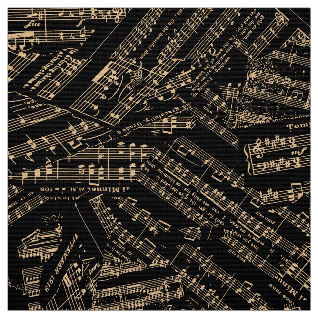 Tissu Pièces de musique or POMV (Échantillon)
