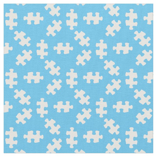 Tissu Pièces de Puzzle Bleu Clair et Blanc (Fermer)