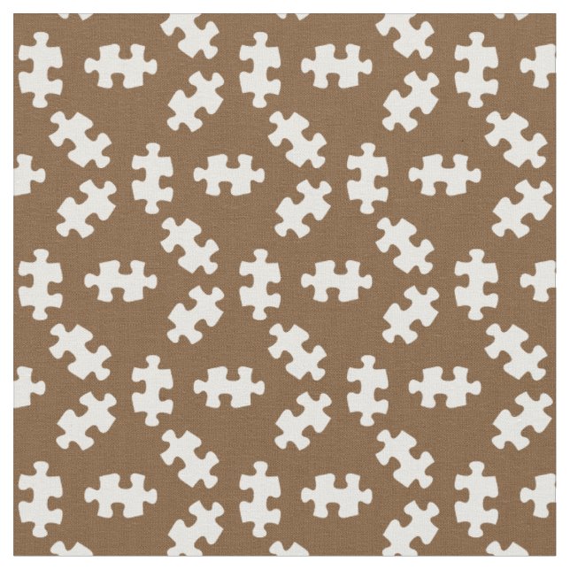 Tissu Pièces de puzzle marron et blanc (Fermer)