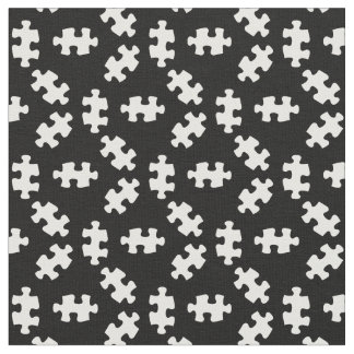 Tissu Pièces de puzzle noir et blanc