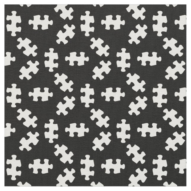Tissu Pièces de puzzle noir et blanc (Fermer)