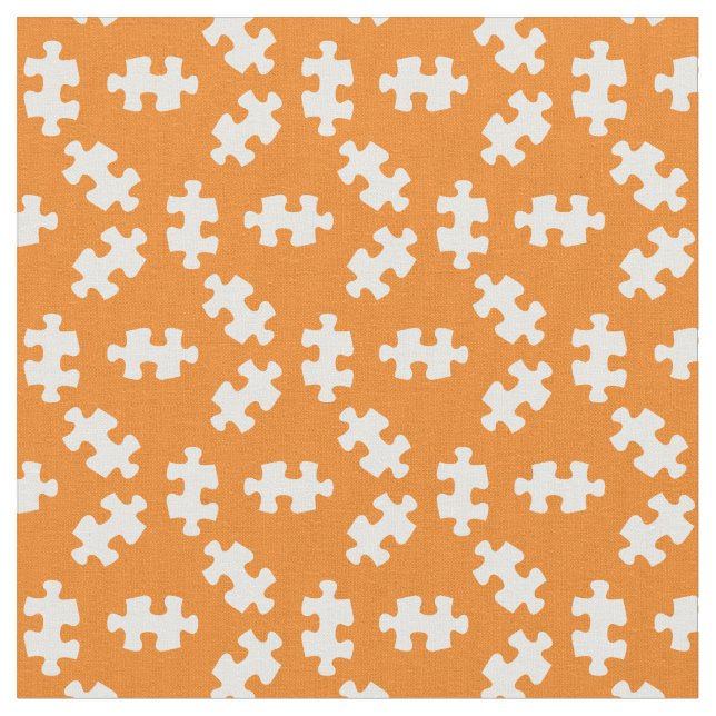 Tissu Pièces de puzzle orange et blanc (Fermer)