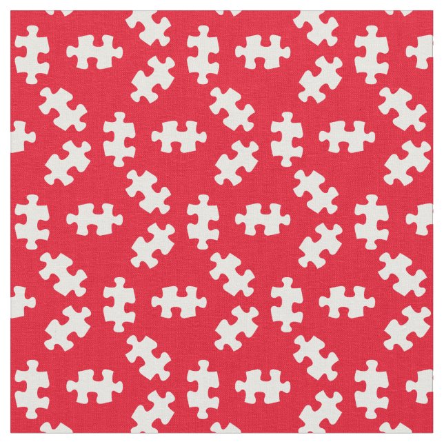Tissu Pièces de puzzle rouge et blanc (Fermer)