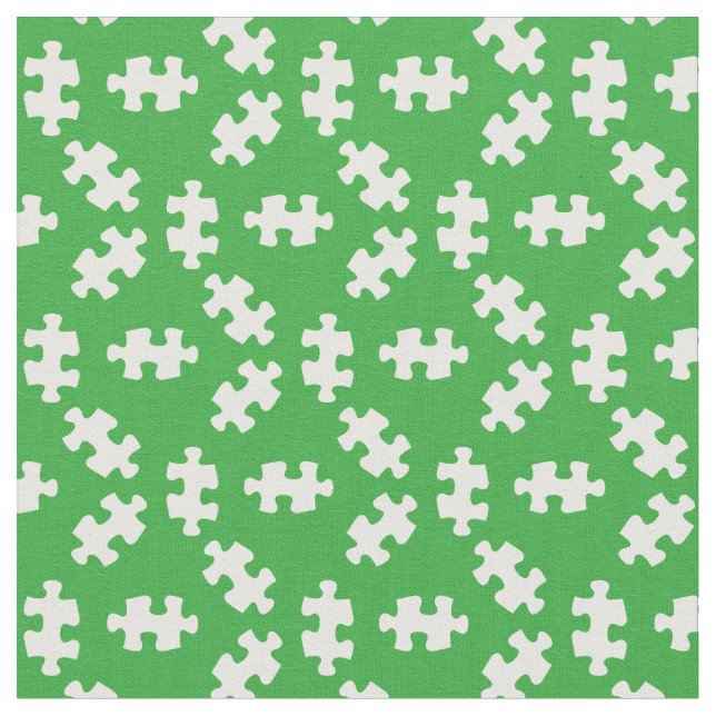 Tissu Pièces de Puzzle Vertes et Blanches (Fermer)