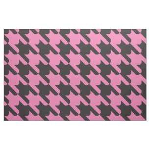 Tissu Pied-de-poule Rose-Noir
