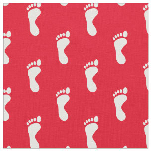 Tissu Pied Pieds Empreintes Rouge Blanc