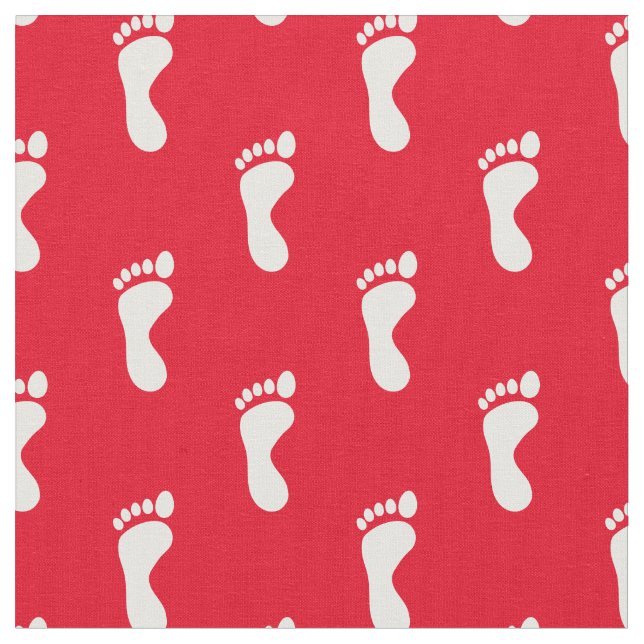 Tissu Pied Pieds Empreintes Rouge Blanc (Fermer)