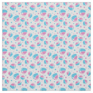 Tissu Pieds bébé et Coeurs en bleu et rose