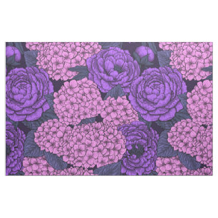Tissu Pierre et hydrangée en rose et violet