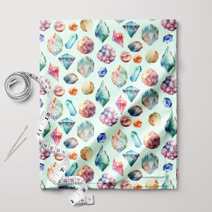 Tissu Pierres précieuses aquarelle Boho Chic