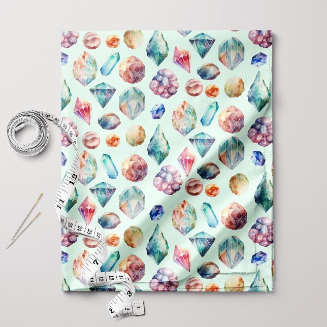 Tissu Pierres précieuses aquarelle Boho Chic (Créateur téléchargé)