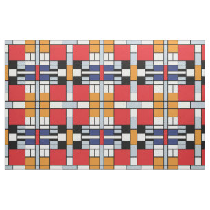 Tissu Piet Mondrian - Composition avec un grand plan rou