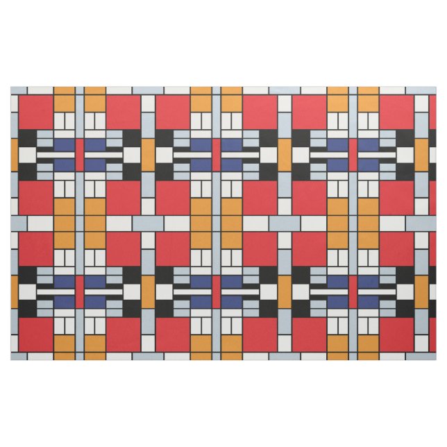 Tissu Piet Mondrian - Composition avec un grand plan rou (Fat Quarter)