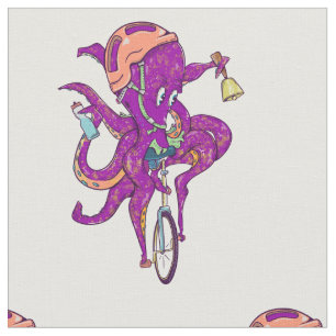 Tissu Pieuvre chevauchant un monocycle