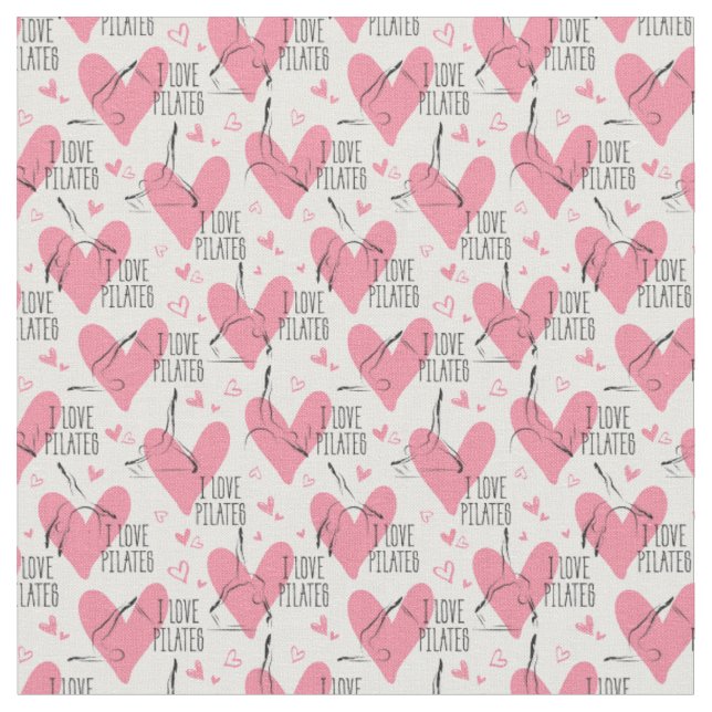 Tissu Pilates Poses Motif sans couture de couleur rose (Fermer)