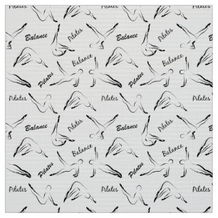 Tissu Pilates Poses Motif sans peau de couleur noire
