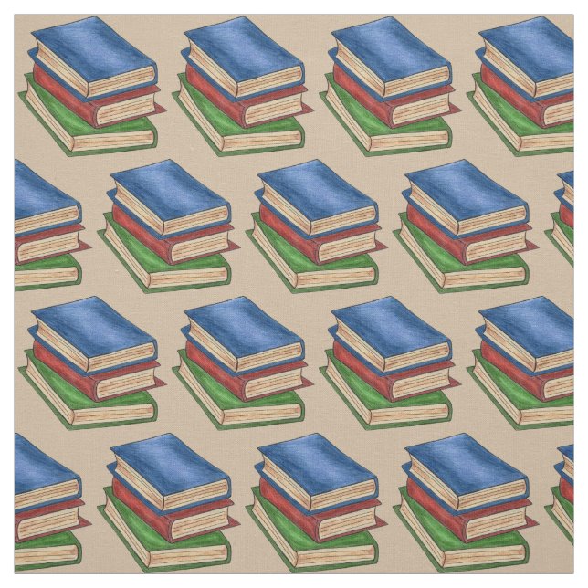Tissu Pile de livres de bibliothèque Lecture Professeur  (Échantillon)
