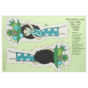 Tissu Pineapple Luau Hawaiian Hula Girl Doll Kit -Turq